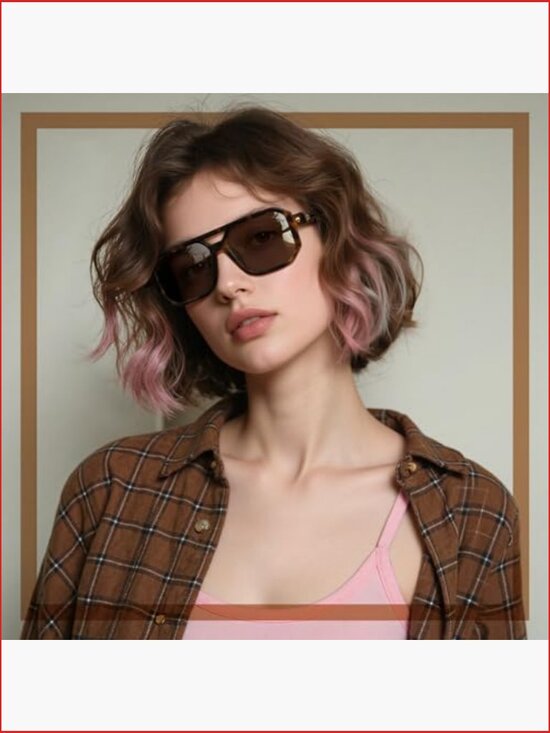 70s Trendy Square Vintage Aviator Sunglasses UV Protection main image 7